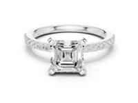 Asscher Petite Pave Engagement Ring - White Gold