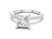 Princess Petite Pave Engagement Ring - White Gold