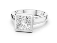 Princess Bezel Solitaire Engagement Ring - White Gold