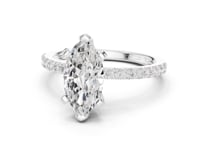 Marquise Petite Pave Engagement Ring - White Gold