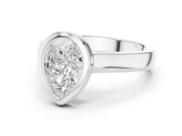 Pear Bezel Solitaire Engagement Ring - White Gold