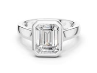 Emerald Bezel Solitaire Engagement Ring - White Gold