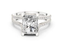 Radiant Curved Split Shank Pave Engagement Ring - White Gold