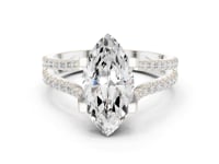 Marquise Curved Split Shank Pave Engagement Ring - White Gold