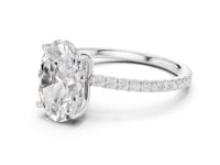 Oval Claw-Prong Pave Engagement Ring - White Gold