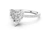 Heart Claw-Prong Pave Engagement Ring - White Gold