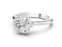 Cushion Floral Halo Engagement Ring - White Gold