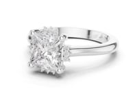 Princess Floral Halo Engagement Ring - White Gold