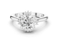 Round Floral Halo Engagement Ring - White Gold