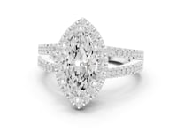 Marquise Split Shank Halo Engagement Ring - White Gold