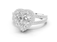 Heart Split Shank Halo Engagement Ring - White Gold