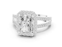 Radiant Split Shank Halo Engagement Ring - White Gold