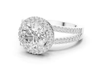 Round Split Shank Halo Engagement Ring - White Gold