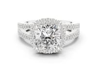 Cushion Split Shank Halo Engagement Ring - White Gold