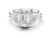Emerald Floral Cluster Bridal Set - White Gold