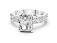 Radiant Shared-Prong Accent Engagement Ring - White Gold