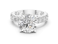Round Shared-Prong Accent Engagement Ring - White Gold