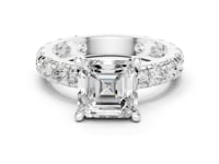 Asscher Shared-Prong Accent Engagement Ring - White Gold