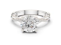 Round Twisted Vine Pave Engagement Ring - White Gold