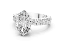 Marquise Shared-Prong Accent Engagement Ring - White Gold