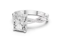 Radiant Twisted Vine Pave Engagement Ring - White Gold