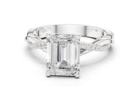Emerald Twisted Vine Pave Engagement Ring - White Gold