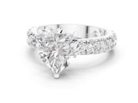 Heart Shared-Prong Accent Engagement Ring - White Gold