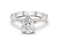 Pear Twisted Vine Pave Engagement Ring - White Gold