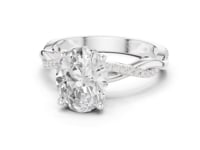 Oval Twisted Vine Pave Engagement Ring - White Gold