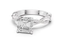 Asscher Twisted Vine Pave Engagement Ring - White Gold