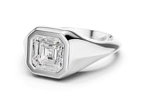 Asscher Bezel Signet Ring - White Gold