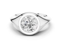 Round Bezel Signet Ring - White Gold
