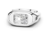 Radiant Bezel Signet Ring - White Gold