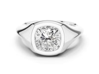Cushion Bezel Signet Ring - White Gold