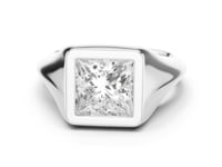 Princess Bezel Signet Ring - White Gold