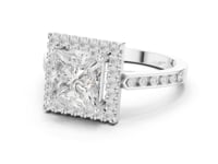 Princess Channel Band Halo Engagement Ring - White Gold