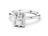 Radiant Crown Basket Solitaire Ring - White Gold