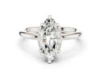 Marquise Crown Basket Solitaire Ring - White Gold