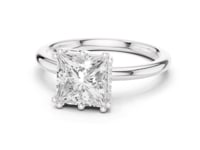 Princess Crown Basket Solitaire Ring - White Gold