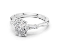 Oval Tapered Baguette Solitaire Ring - White Gold