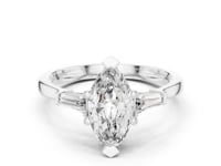 Marquise Tapered Baguette Solitaire Ring - White Gold
