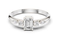 Emerald Three Stone Marquise Accent Ring - White Gold