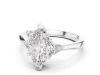 Marquise Three Stone Trillion Ring - White Gold