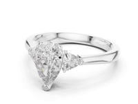 Pear Three Stone Trillion Ring - White Gold