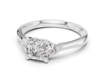 Asscher Cut Three Stone Trillion Ring - White Gold