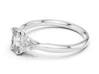 Emerald Cut Three Stone Trillion Ring - White Gold