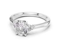 Cushion Three Stone Trillion Ring - White Gold