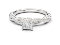 Princess-Cut Diamond Twisted Vine Engagement Ring - White Gold