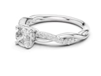 Cushion-Cut Diamond Twisted Vine Engagement Ring - White Gold