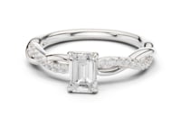 Emerald Twisted Vine Engagement Ring - White Gold